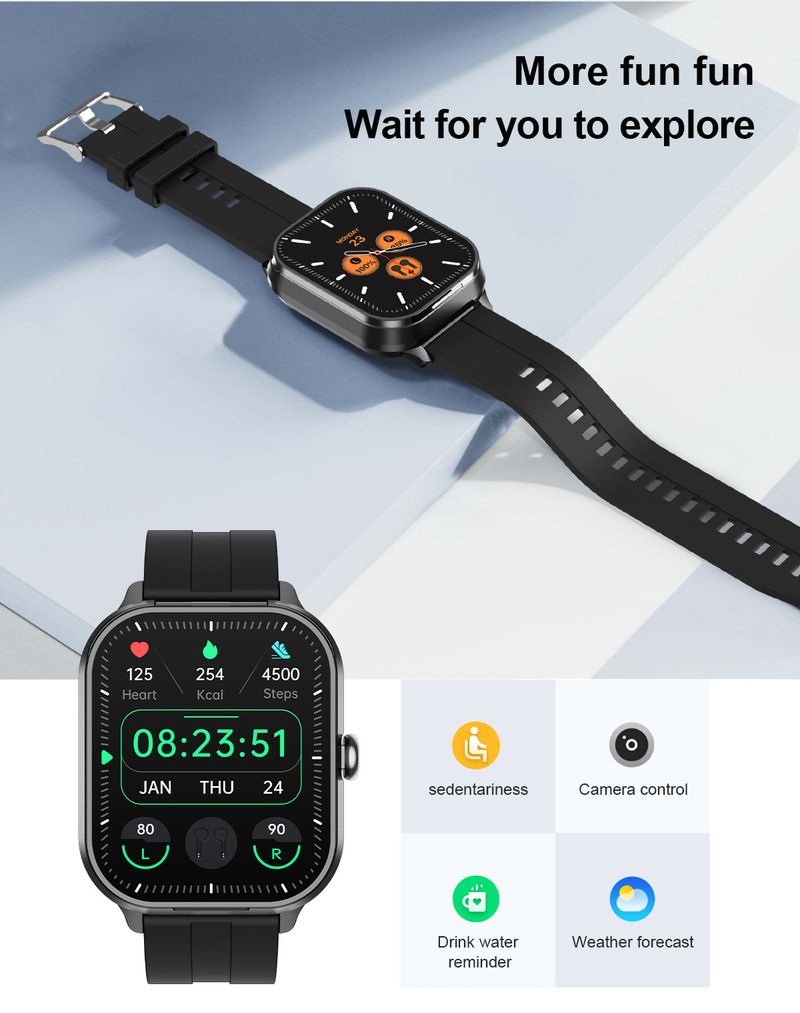 D8Pro Çok Fonksiyonlu Akıllı Saat Kulaklık İki Bir Arada Bluetooth Çağrı Sağlık İzleme NFC Spor Saati_voghion.com