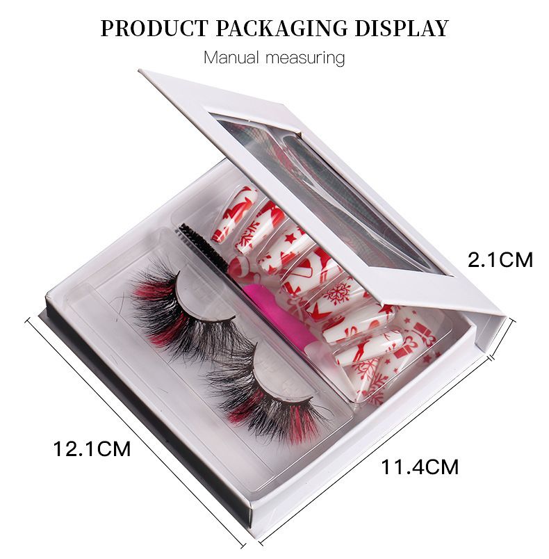 False Eyelashes New Products Christmas False Eyelashes Wear Nail Set Colored Eyelashes False Eyelashes Holiday Eyelashes_voghion.com