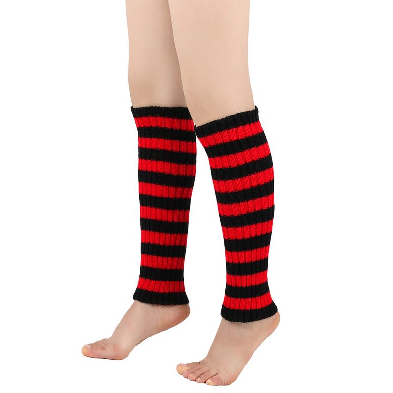 Unisex Beinwärmer für Männer und Frauen Gestrickte Fußwärmer Farbig gestreifte Stiefelwärmer Stapelsocken_voghion.com