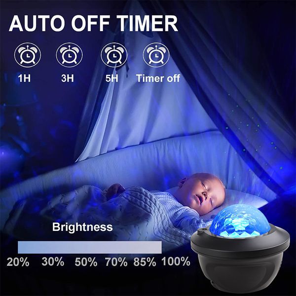 Projecteur LED ciel étoilé avec haut-parleur Bluetooth intégré, idéal pour la décoration de la chambre d'un enfant ou comme cadeau de Saint-Valentin._voghion.com