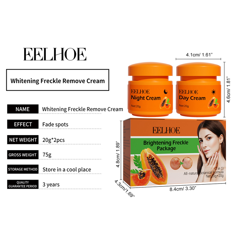 Papaya Day Night Cream Fjern mørke pletter Melanin Sorte Prikker Melasma Remover Anti Pigmentation Brighten Whitening Freckle Cream_voghion.com