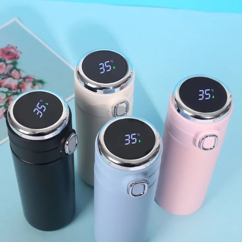 Slimme temperatuurweergavebeker - 24 uur vacuümgeïsoleerde roestvrijstalen beker met drukdeksel (420 ml, 4 kleuren)_voghion.com