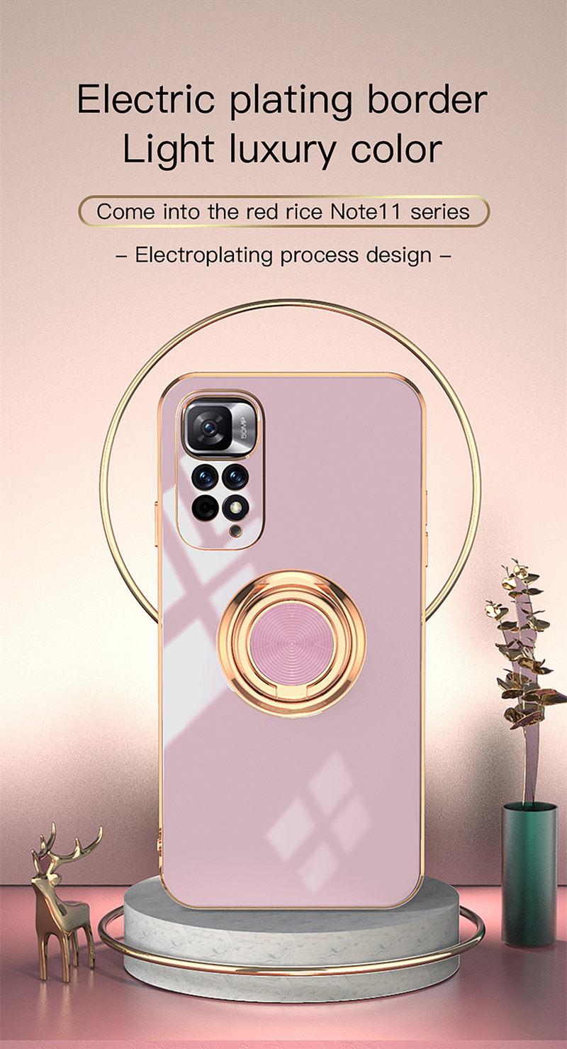 Funda de teléfono de silicona suave para Redmi Note 11 10 Pro Max 11S 10S Mi 12 11T Pro 11 Lite con soporte para anillo de dedo_voghion.com
