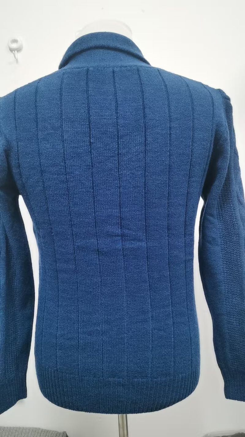 Heren Diamond Knit Cardigan Slim Fit Trui - Lange Mouw Omslagkraag Trui Voor Herfst/Winter - Acrylmix Warm Casual & Business Casual_voghion.com