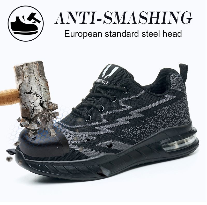 Scarpe antinfortunistiche leggere da lavoro, da donna, con punta in acciaio, anti-perforazione e anti-sfondamento, per cantieri edili._voghion.com