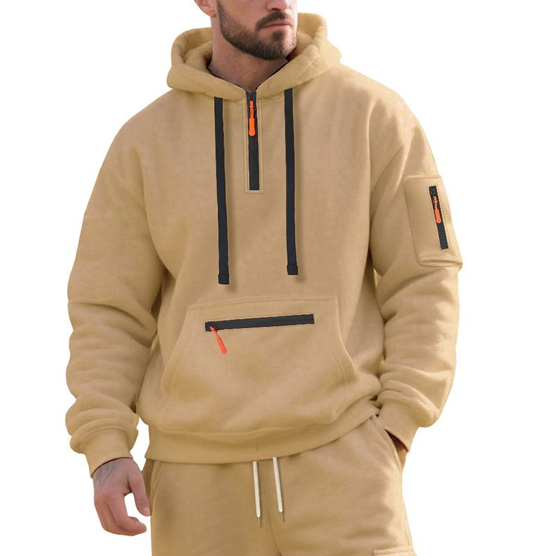Herren Fleece-Kapuzenpullover – Warmer Winterpullover, Oversize-Passform, Lässige Streetwear (Schwarz, Weiß, Marineblau, Khaki, Grau) – M-XXXL_voghion.com