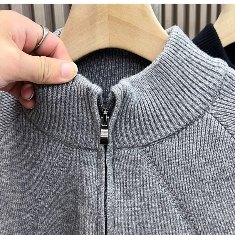 Pullover mit halbem Reißverschluss für Herren, vielseitiges Strickoberteil, Oberbekleidung für Herbst und Winter, halber Rollkragen, Business-Stil_voghion.com