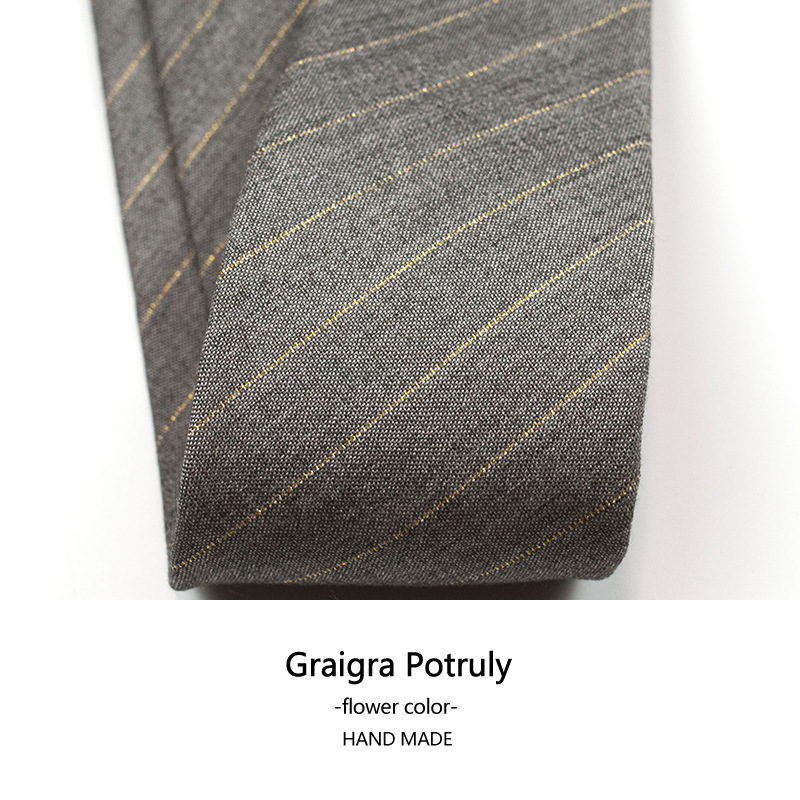 Houndstooth suit and tie solid color brown gray casual retro all-match beige plaid women's and men's tie_voghion.com