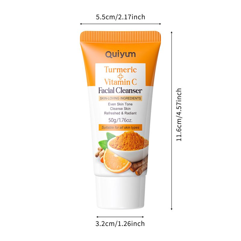 QUIYUM Vitamin C Cleansing Facial Cleanser 50g Hydrating Moisturizing Refining Pores_voghion.com