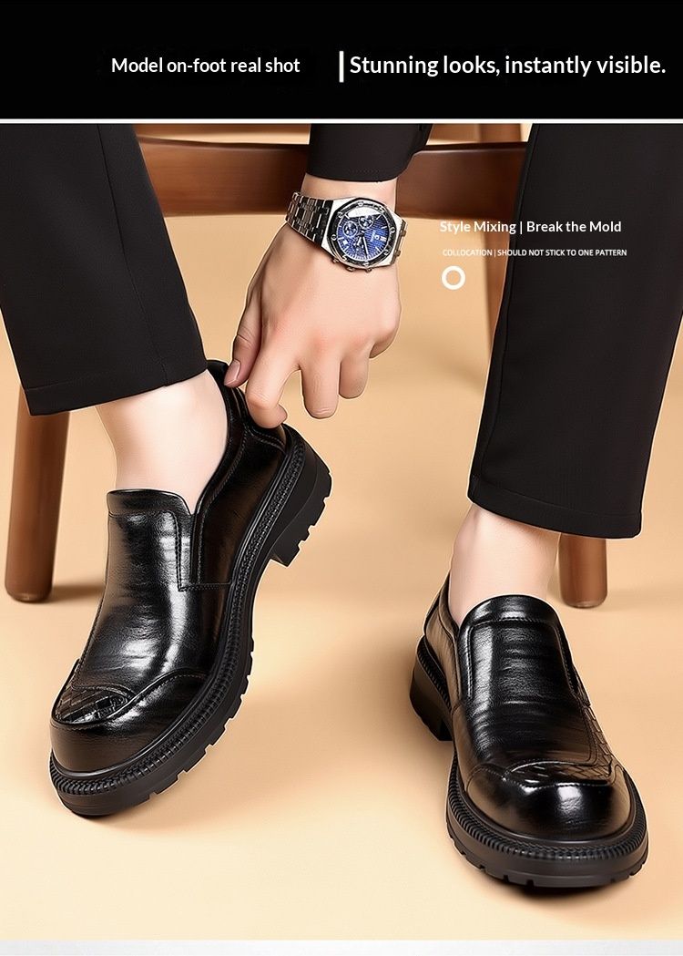 QFV50704555550<=0 Mocassins à semelle épaisse grande taille, style Derby, chaussures tendance pour hommes, en cuir, style business, collection printemps, style européen et américain, hauteur_voghion.com