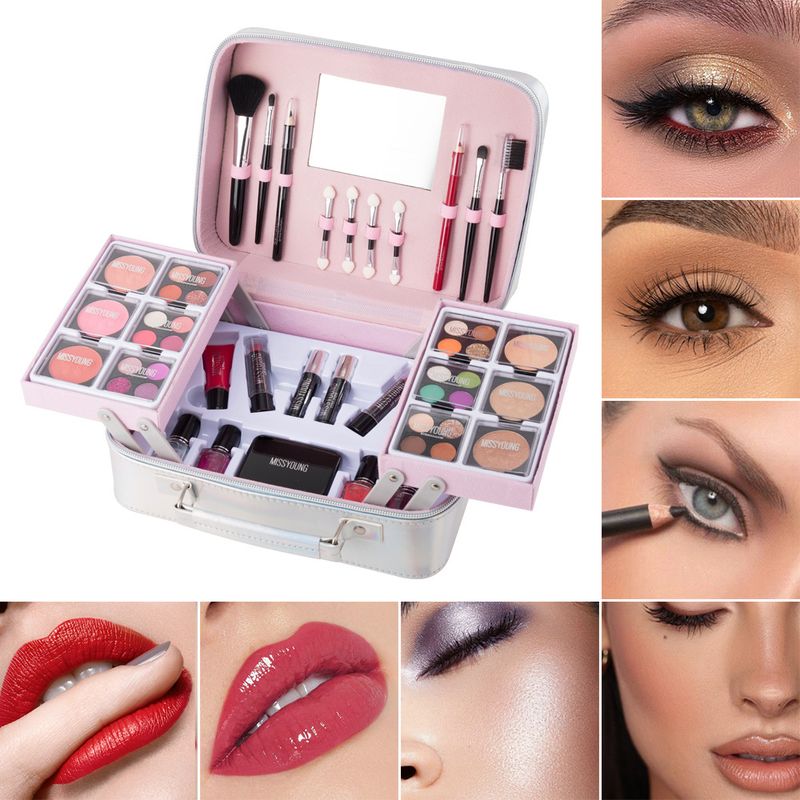 Set Kombination Geschenkbox Kosmetik Lippenstift Lidschatten Lippenfarbe Rouge Multifunktionales Make-up-Tablett Auf Lager_voghion.com