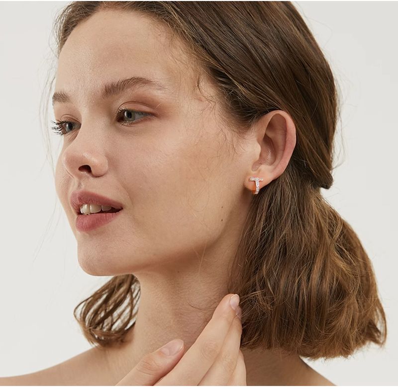 Orecchini da donna con zirconi intarsiati a forma di U, design di alta qualità, orecchini a forma di T, orecchini semplici_voghion.com