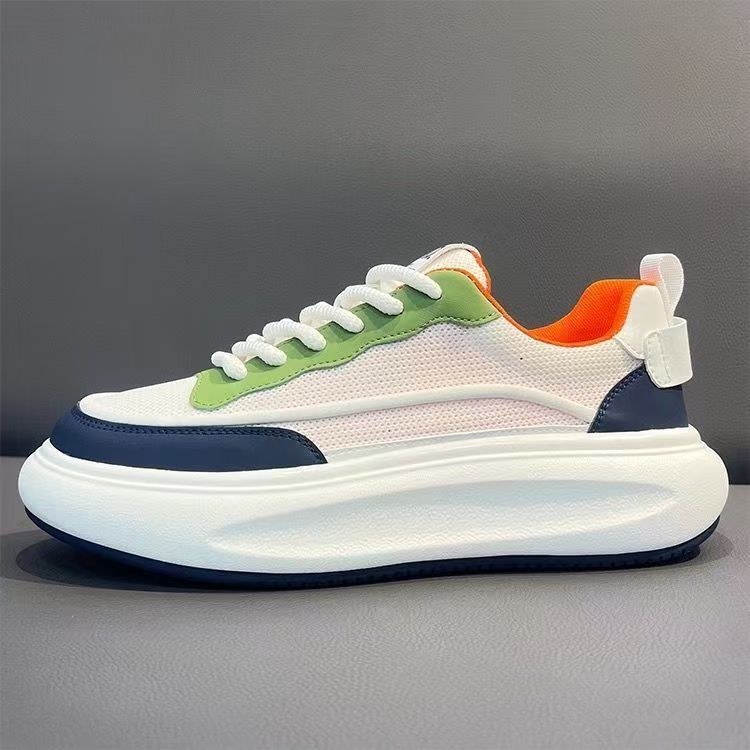 Scarpe casual comode, alla moda, versatili, basse, con suola spessa, bianche, traspiranti, da uomo, 2025_voghion.com