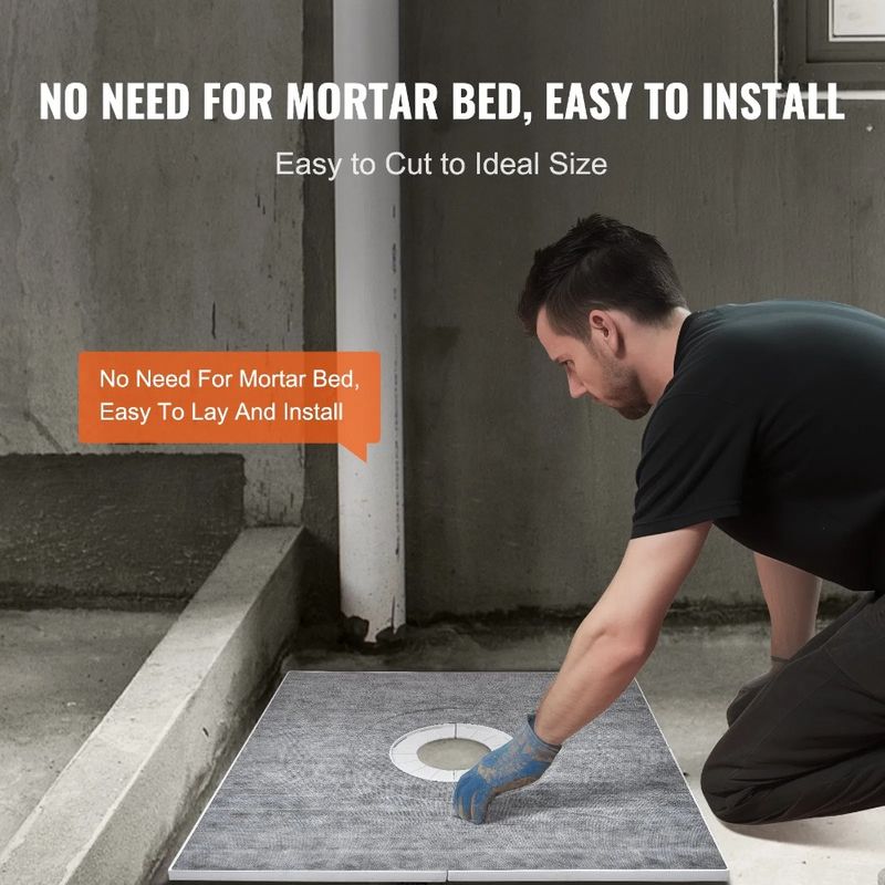 Lightweight Shower Pan Waterproof Cloths 36x36 6.3 Shower Curb Kits Central Drain Kit With With 2 Installation EPS Kit Shower_voghion.com