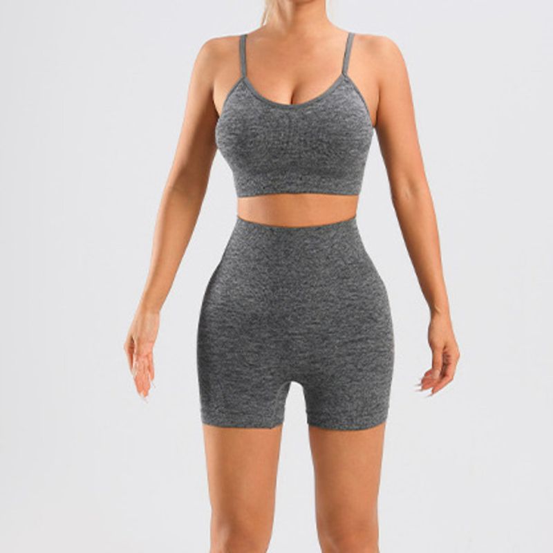 Conjunto deportivo TK de camisola con sujetador push-up, camiseta de manga corta, pantalones cortos de cintura alta, ajustado, para levantamiento de cadera y fitness._voghion.com
