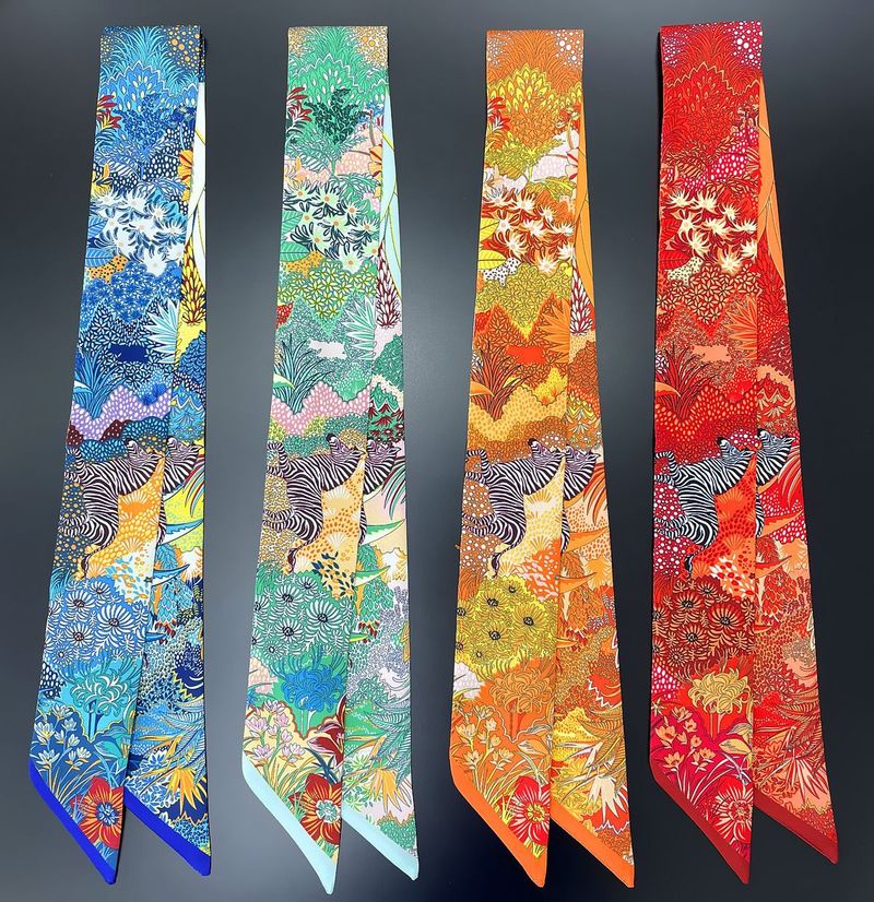 Unisex Jungle silk scarf Women's small square scarf decoration small scarf thin scarf streamer_voghion.com