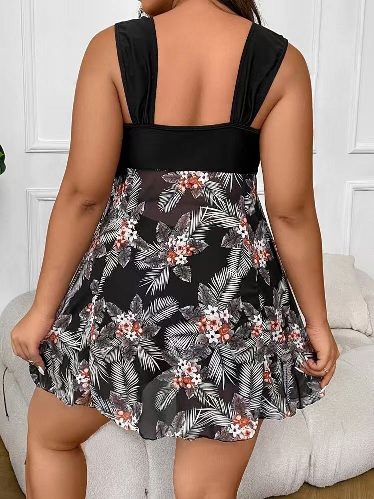 Women's Clothing Large Size Tight Backless Belly Covering Slim Conservative Skirt Style One Piece Swimsuit Suit For Women_voghion.com