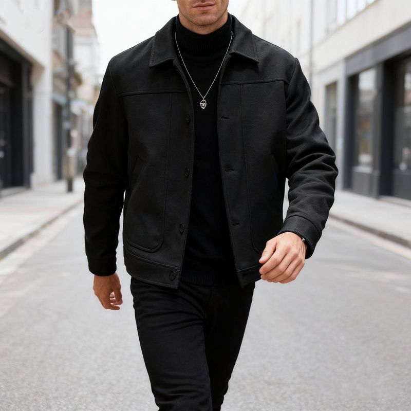 Men's Slim Fit Wool Blend Peacoat Single Breasted Notch Lapel Jacket For Autumn Winter Casual Business Wear (Grey, Black, Khaki, Beige)_voghion.com