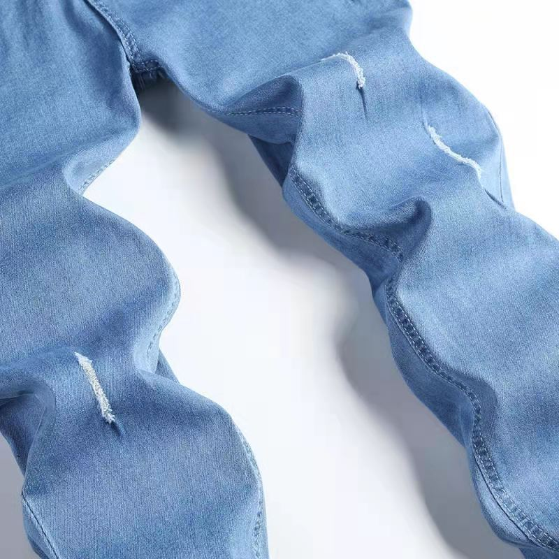 Jeans aderenti elasticizzati di alta qualità, piccoli piedi consumati, jeans da uomo_voghion.com