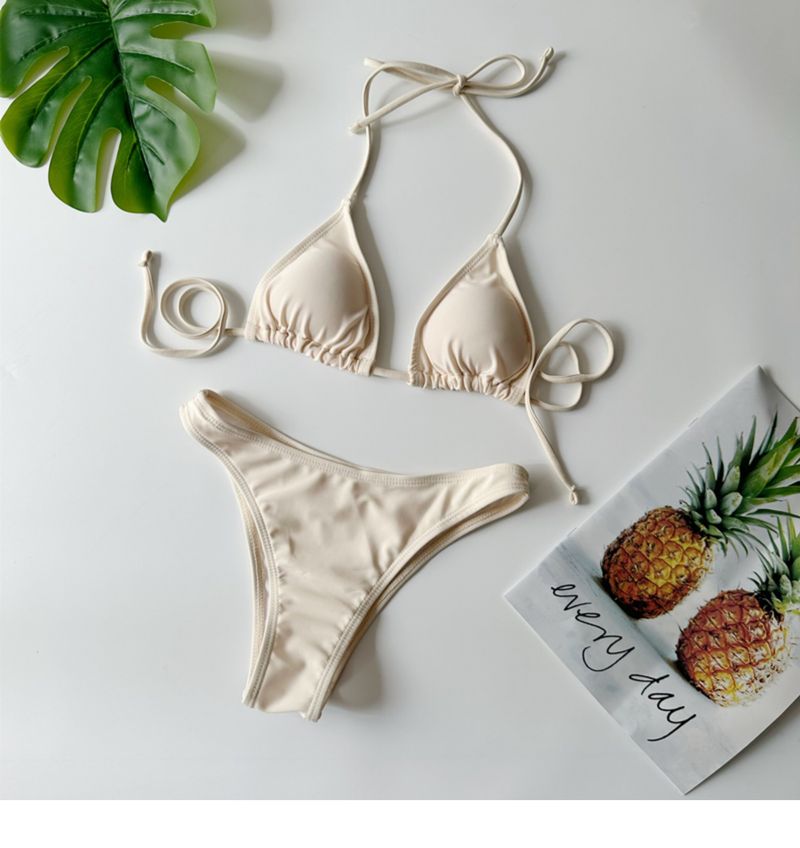 2025 Neuer langärmliger gestrickter Badeanzug, vierteiliges Set mit sexy und purem Wunschstil, kleiner Brustversammlung, Urlaub_voghion.com