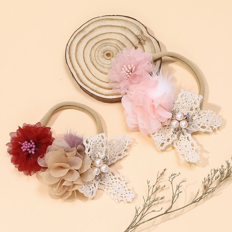 Grenziwwerschreidend nei Kanner Kappschmuck Puppelchen léif Perlblummen Hoeraccessoiren Puppelchen Kombinatioun Blummen DIY fein Hoerband Grousshandel_voghion.com