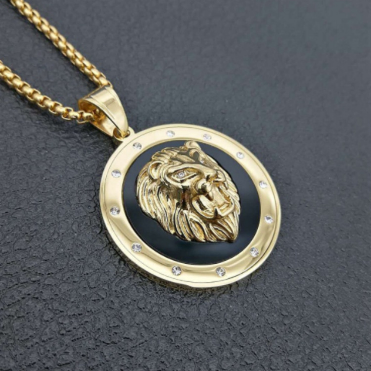 All New Punk Necklace Round Lion Head Pendant Fashion Hip Hop Jewelry_voghion.com