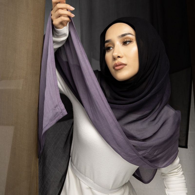 Sciarpe da donna, stile retrò letterario, colore sfumato, a tesa larga, sciarpa lunga in rayon, leggera protezione solare, scialle, telo da spiaggia, foulard_voghion.com