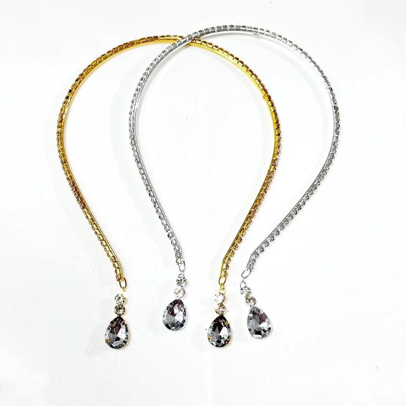 Diamanten hoofdband vrouwelijk eenvoudig high-end hoofdband modieus en veelzijdig waterdruppel hanger hoofdtooi_voghion.com