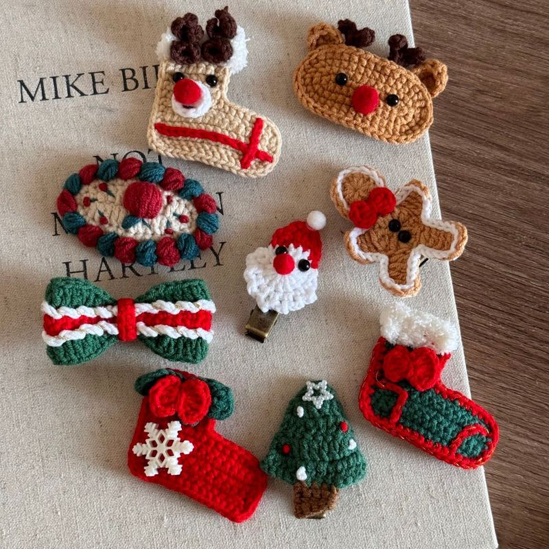 Cute Wool Christmas Hairpin Christmas Elk Socks Festive Atmosphere BB Clip Bangs Clip Side Clip Hair Accessories_voghion.com