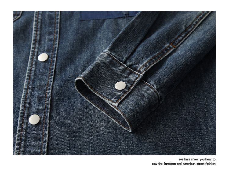 Giacca in denim da uomo, stile retrò, primavera e autunno, design semplice e confortevole, camicia in denim, top da uomo_voghion.com