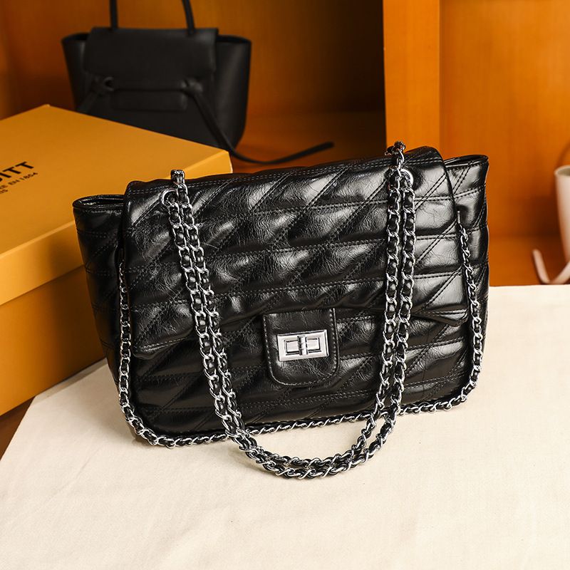 Nuova borsa alla moda per donna, borsa a tracolla con catena, borsa a tracolla da donna con design trapuntato_voghion.com