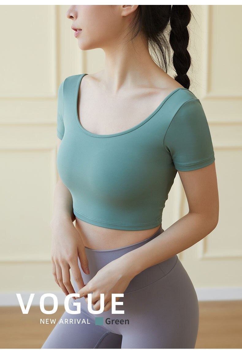 SUPERFLOWER Women's Yoga Short Sleeves Top with Padding Sports Fiess Slim Jogging Running T-shirt with Breast Pads_voghion.com