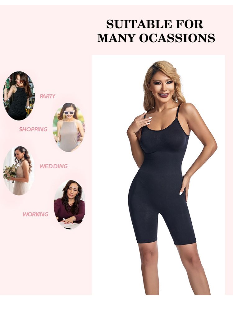 Plus Size One-Piece Boxer Tight-Fitting Five-Point Crotchless Pants Tummy Control Shapewear Camisole Postpartum Slimming_voghion.com