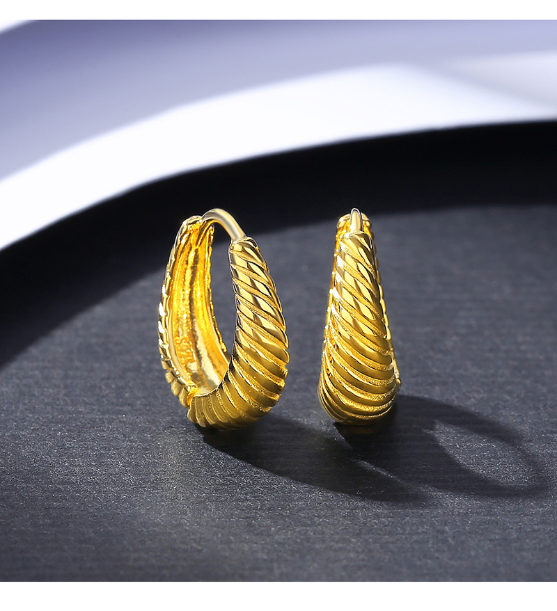 Orecchini a cerchio intrecciati Orecchini a clip geometrici con goccia d'acqua in argento sterling per donne Colore oro fine_voghion.com