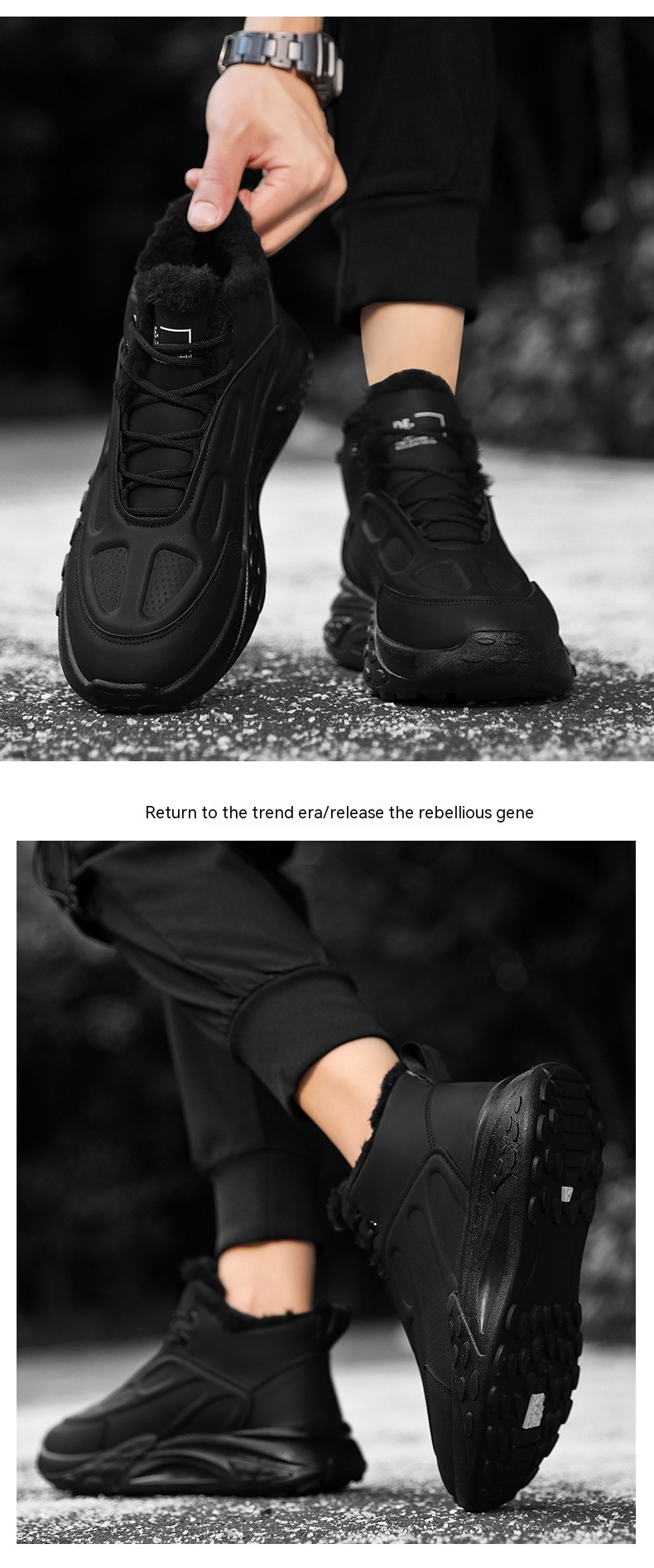 Men's Winter Cotton Shoes Pu Leather Sports Running Shoes_voghion.com