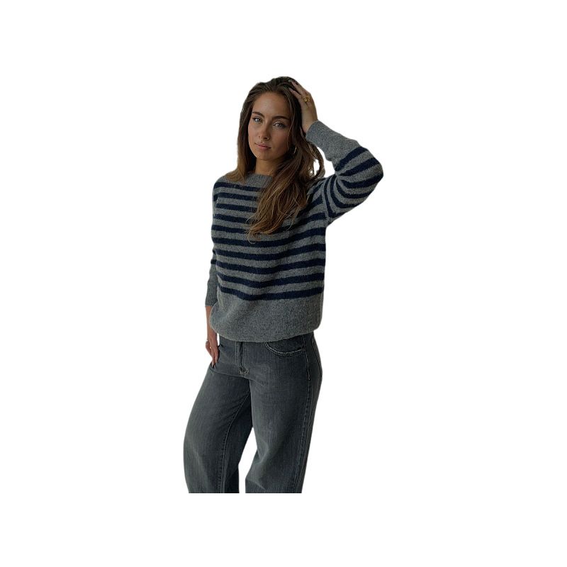 Knitted Top Women's One-word Shoulder Design Temperament Off-the-shoulder Slim-fit Sweater Women_voghion.com