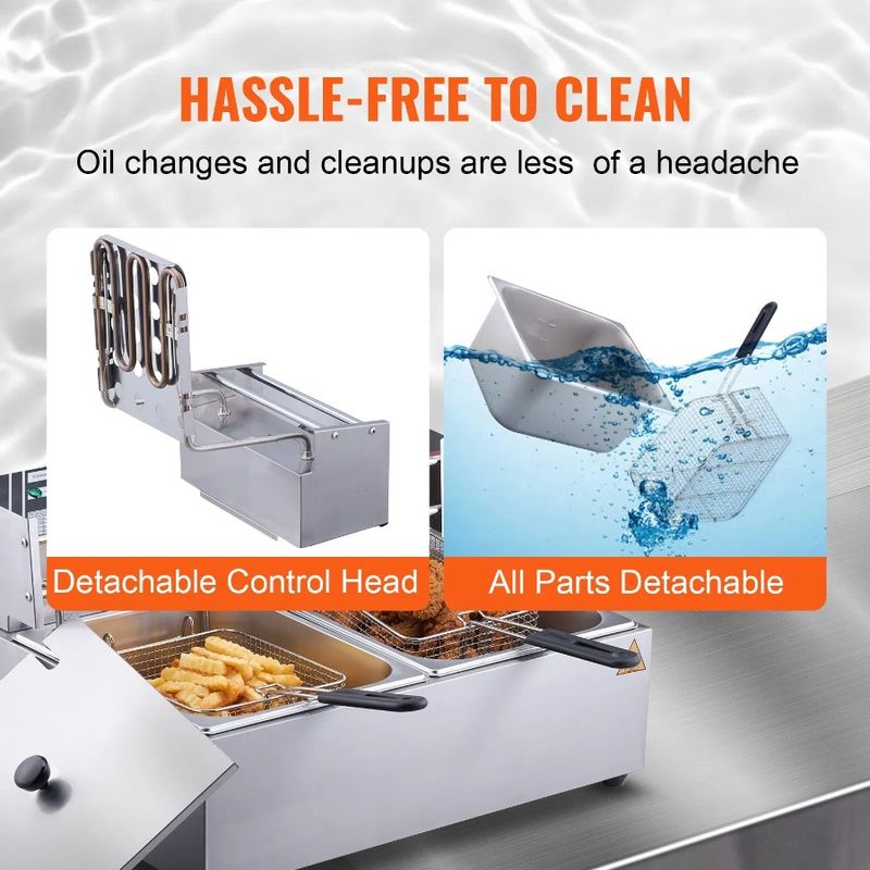 Fryer Fryer Commercial Deep Dual 1500W Detachable 9.1Qt Countertop Electric Tanks Deep_voghion.com