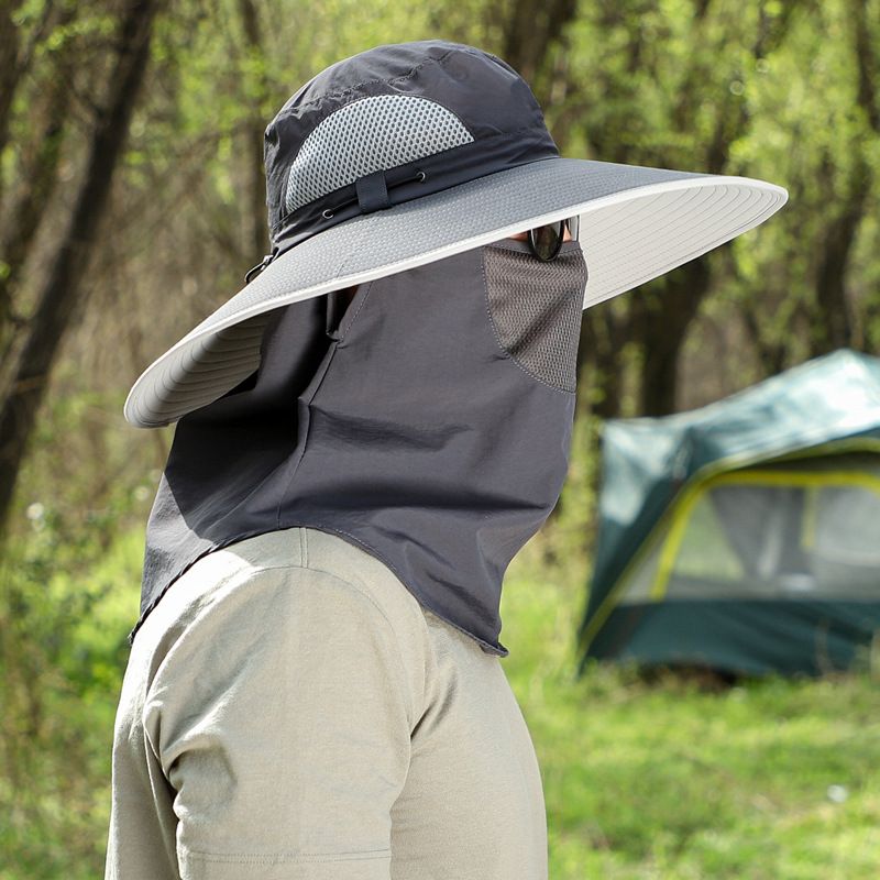12CM Sun Protection Hat For Men To Cover Their Face Insect And Sand Proof Outdoor Hiking Large Brim Sun Protection Fisherman Hat For Women_voghion.com