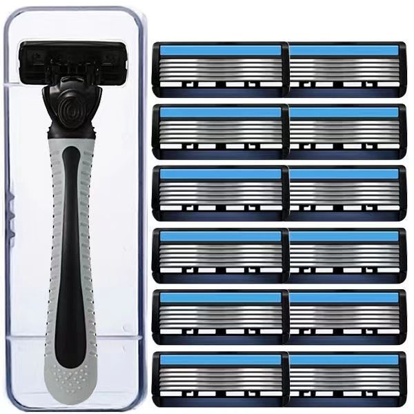Rasatura e rimozione dei peli Nuove lame di rasoio a 6 strati Rasoio manuale da uomo Lame di rasoio vecchio stile Rasoio_voghion.com