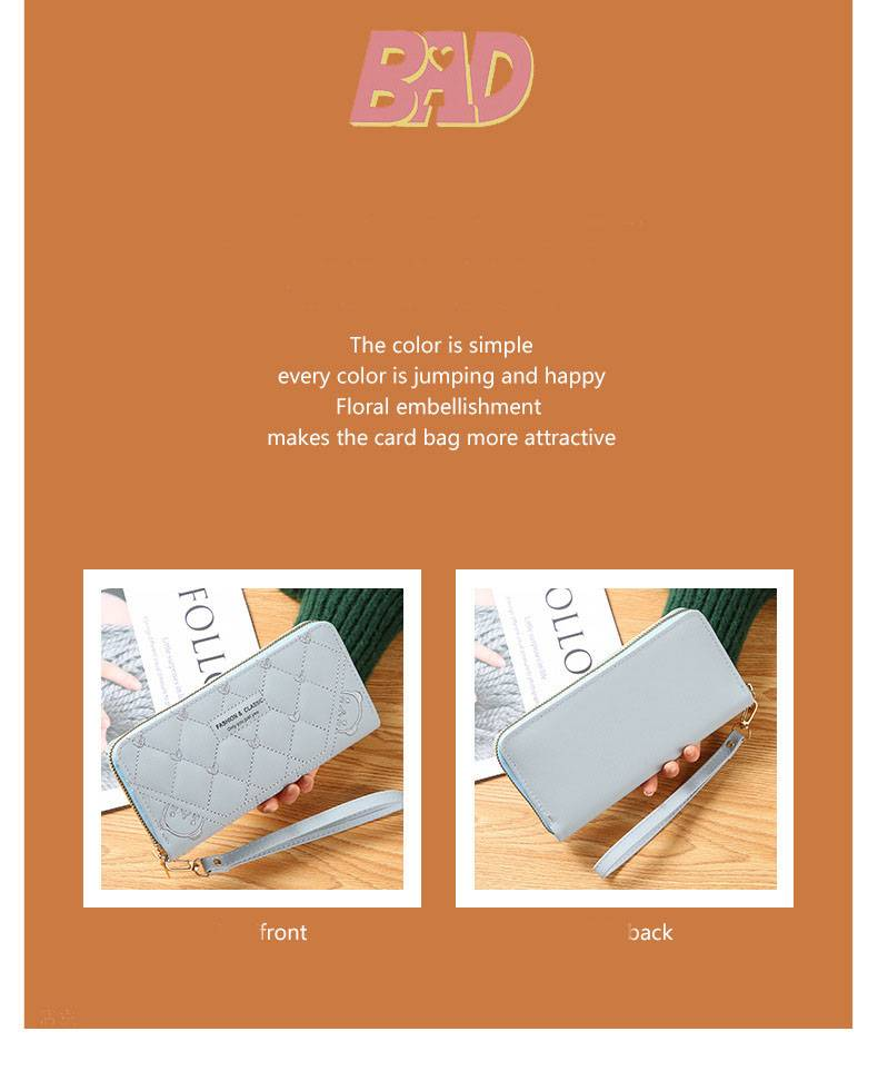 Nouveau portefeuille femme longue mode simple fermeture éclair grande capacité sac à langer Machine sac femme_voghion.com