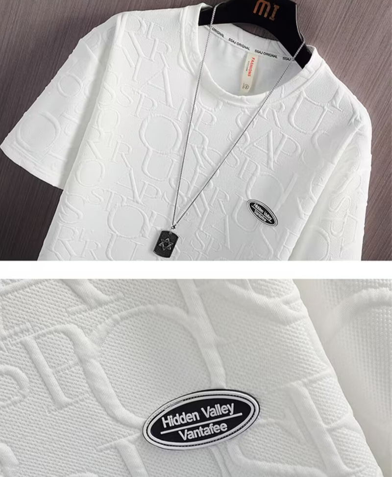 Fuente de ropa para hombres Fabricante, traje deportivo informal, verano para hombres, delgado, de gran tamaño, suelto, informal, de manga corta, camiseta, pantalones cortos, traje de dos piezas_voghion.com