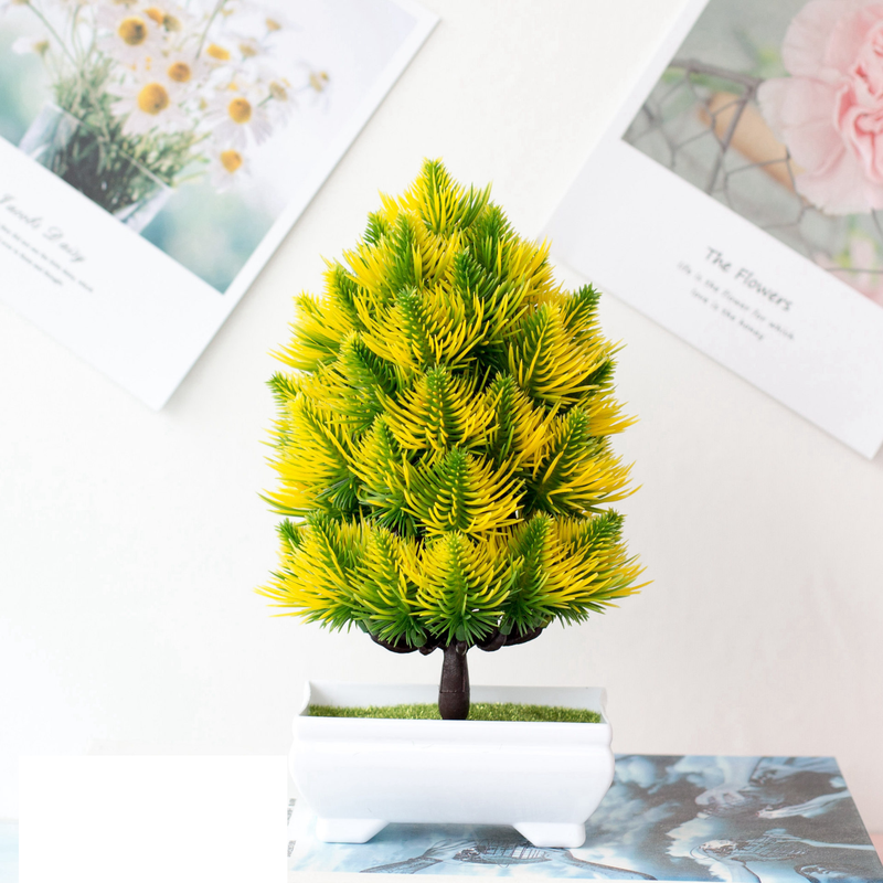 Comerț cu ridicata simulare pin bonsai plastic plantă verde floare plantă în ghiveci decorarea casei mici ornamente de birou_voghion.com