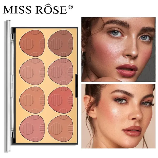 Miss Rose 8 Colours Waterproof Matte Blush Subtil Palette Makeup Long Lasting Contour Blush Highlighter and Bronzer Flush Powder Cosmetic_voghion.com