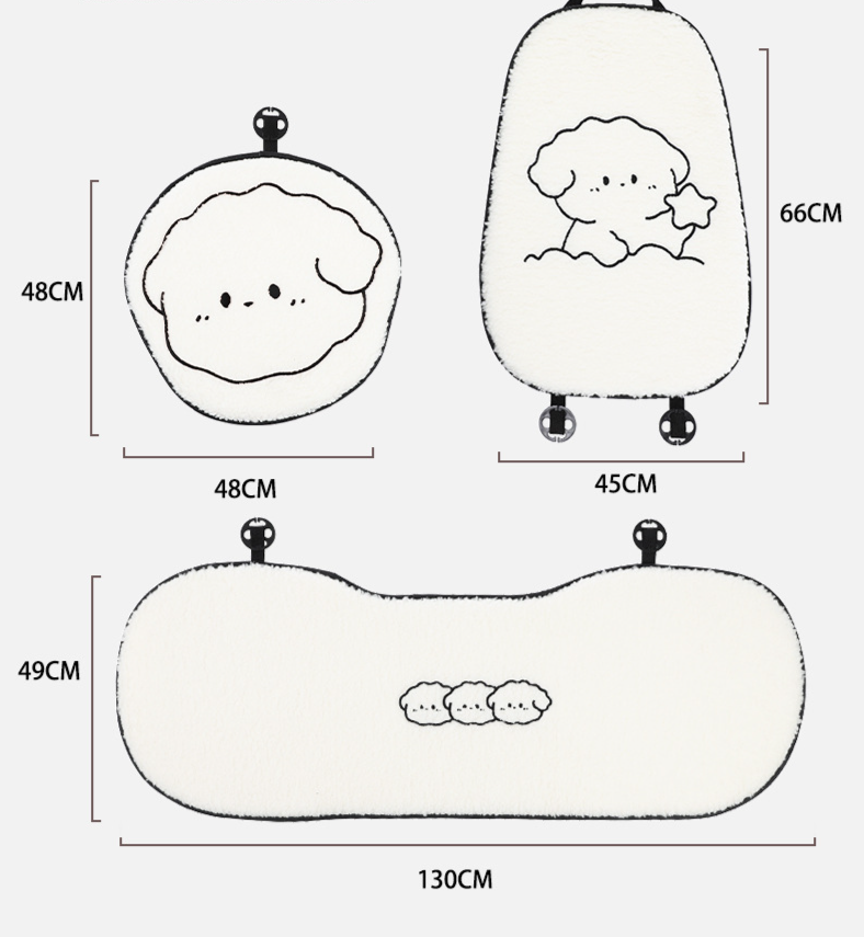 Car seat cushion Lamb wool cartoon embroidered car seat cushion with non-slip warm car creative black and white dog car seat cover_voghion.com