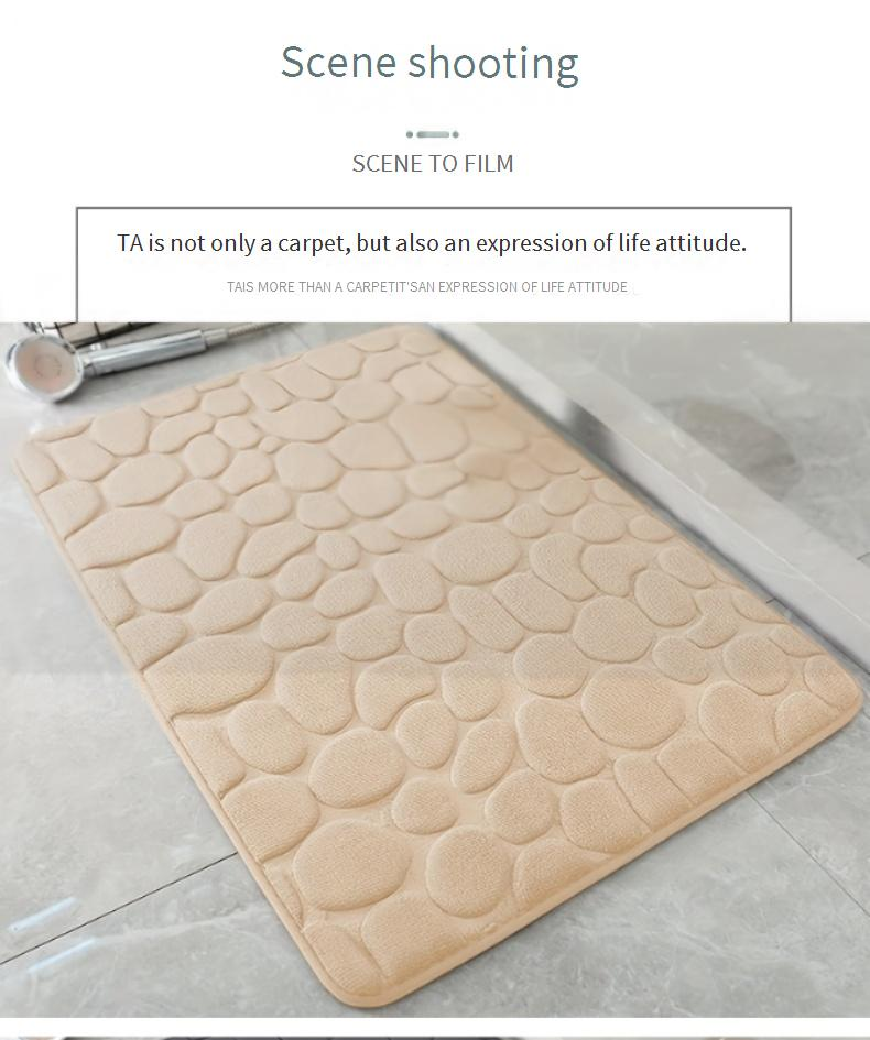 Tapis de bain à motif galets - Tapis de sol en polaire corail super absorbant pour salle de bain (antidérapant, résistant aux taches, séchage rapide, lavable en machine 24" x 16")_voghion.com