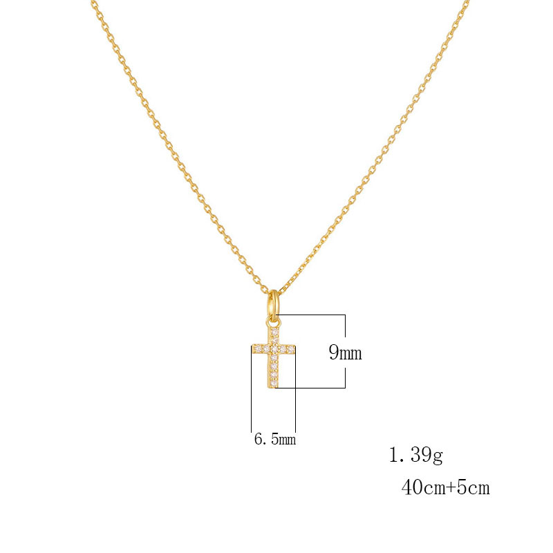 Collana con croce di diamanti in argento sterling, design di nicchia, alta qualità, con catena a clavicola, semplice temperamento, da donna_voghion.com
