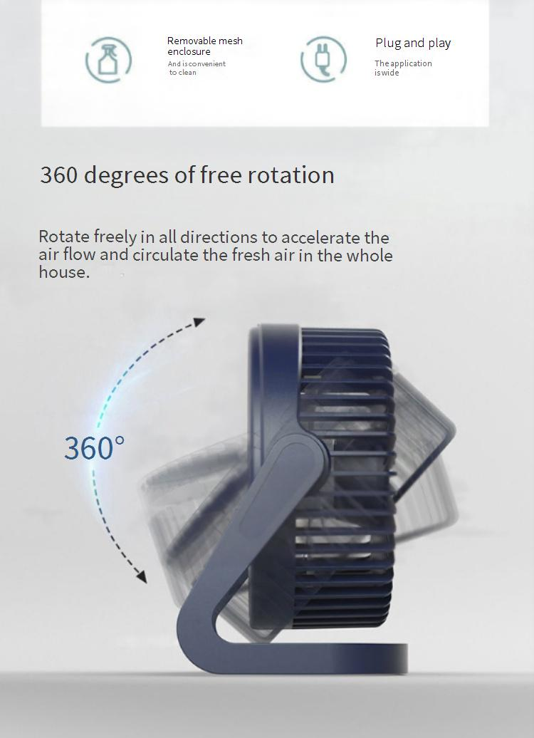 Ventilatore da scrivania USB da 5/6/8 pollici - Alta velocità, piccolo e portatile per ufficio, scrivania e uso domestico_voghion.com