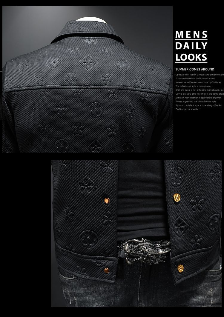 Vêtements pour hommes Printemps Nouveau Hommes Léger Luxe Mode Haut de Gamme Jacquard Vêtements de Travail Veste Ample Manteau à Revers_voghion.com