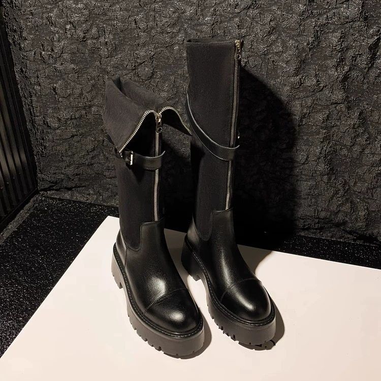 Vintage Double-wear Snow Boots For Women, New Style For Autumn And Winter 2025, Thick Heel, Lined, Knee-length Boots, Suede High Boots, Riding Boots_voghion.com