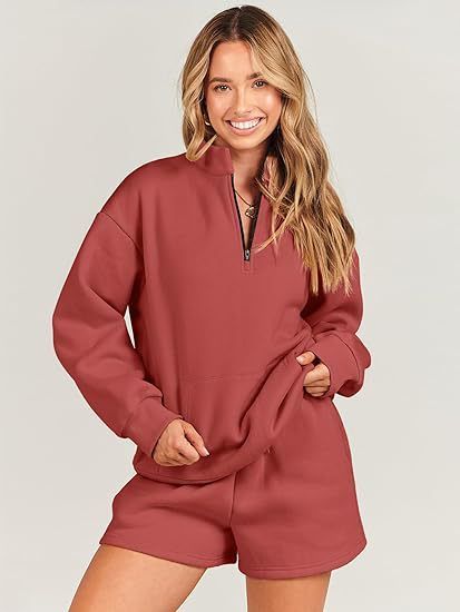 Women's Clothing Three quarter Pants Solid Color Sweater Pocket Two piece Set _voghion.com